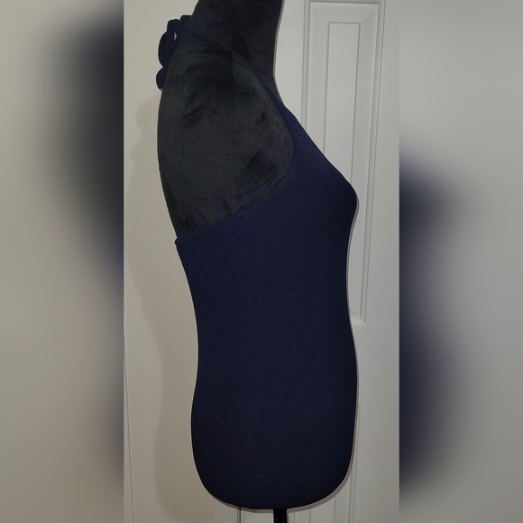 NY&CO Woman's 7th Avenue Design Studio Knit Halter Top Navy Medium - Picture 3 of 12